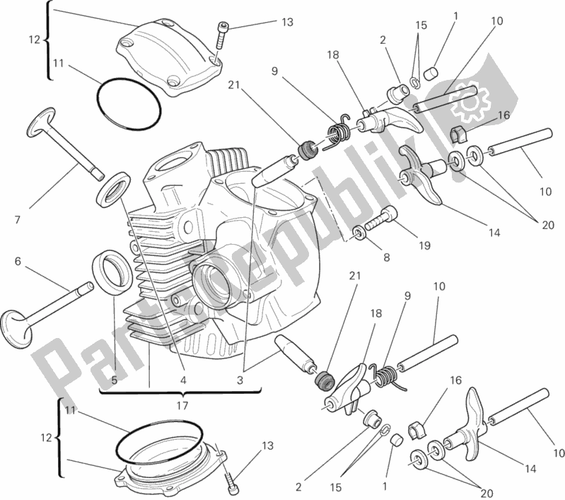Alle onderdelen voor de Horizontale Cilinderkop van de Ducati Monster 796 ABS 2013